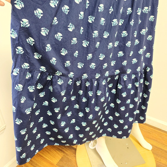 Universal Thread Midi Dress Large Sleeveless Stamped Floral Print Tiered Pockets - Picture 6 of 10